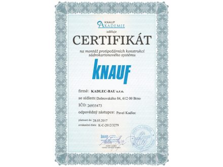 Certifikát KANUF